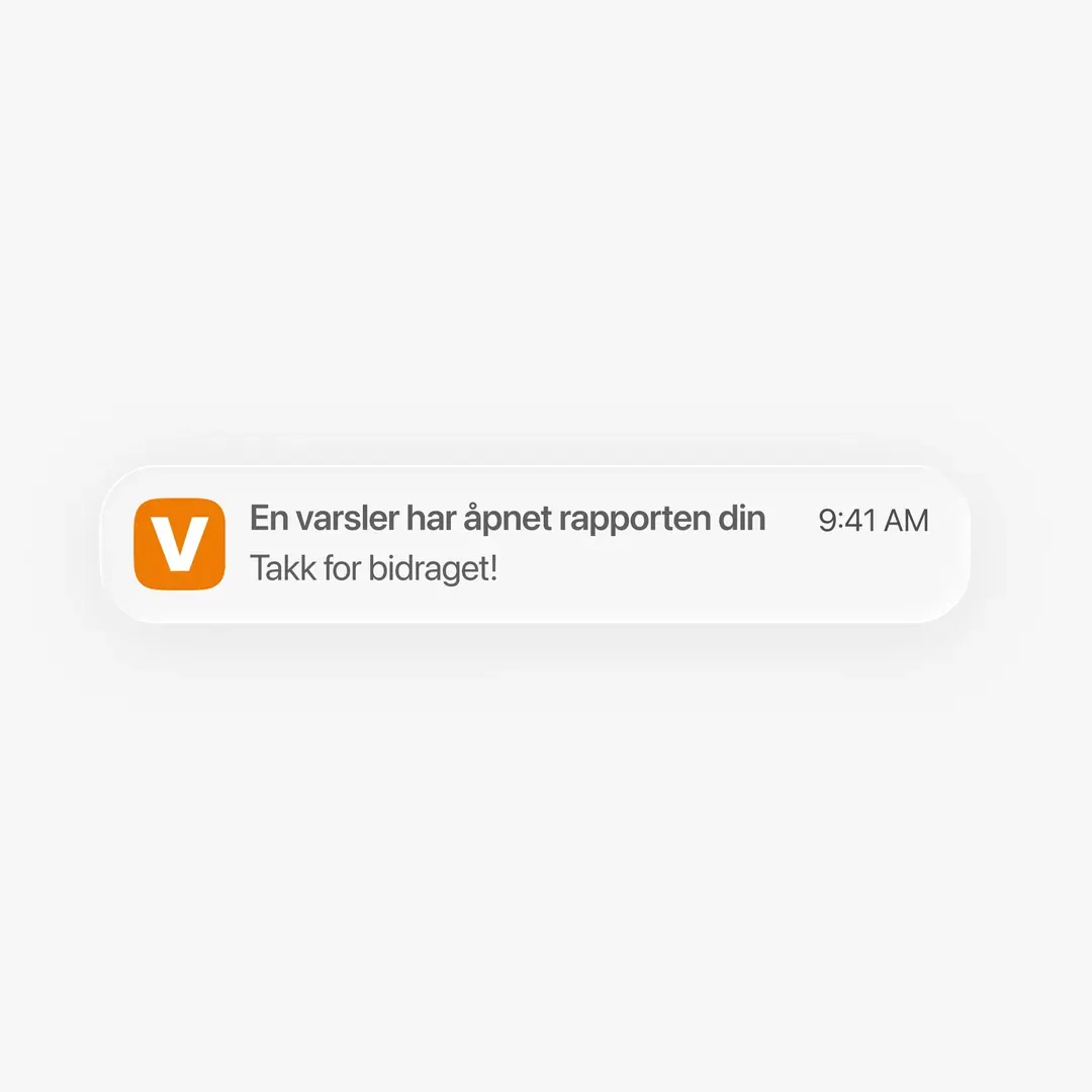 Et varsel fra Varsom: «En varsler har åpnet rapporten din. Takk for bidraget!»